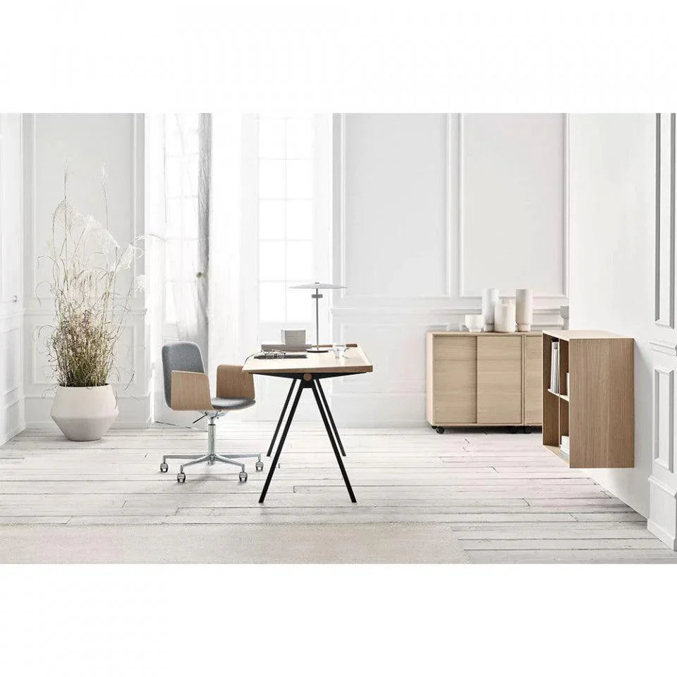 Birou maro deschis/negru din lemn de stejar si otel 73x159 cm Acentric Bolia - PARIS14A.RO