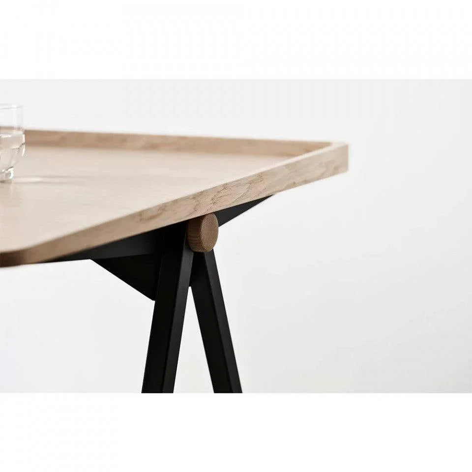 Birou maro deschis/negru din lemn de stejar si otel 73x159 cm Acentric Bolia - PARIS14A.RO