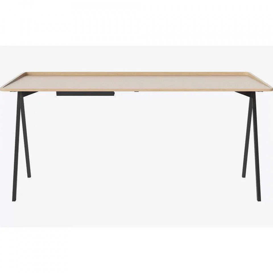 Birou maro deschis/negru din lemn de stejar si otel 73x159 cm Acentric Bolia - PARIS14A.RO