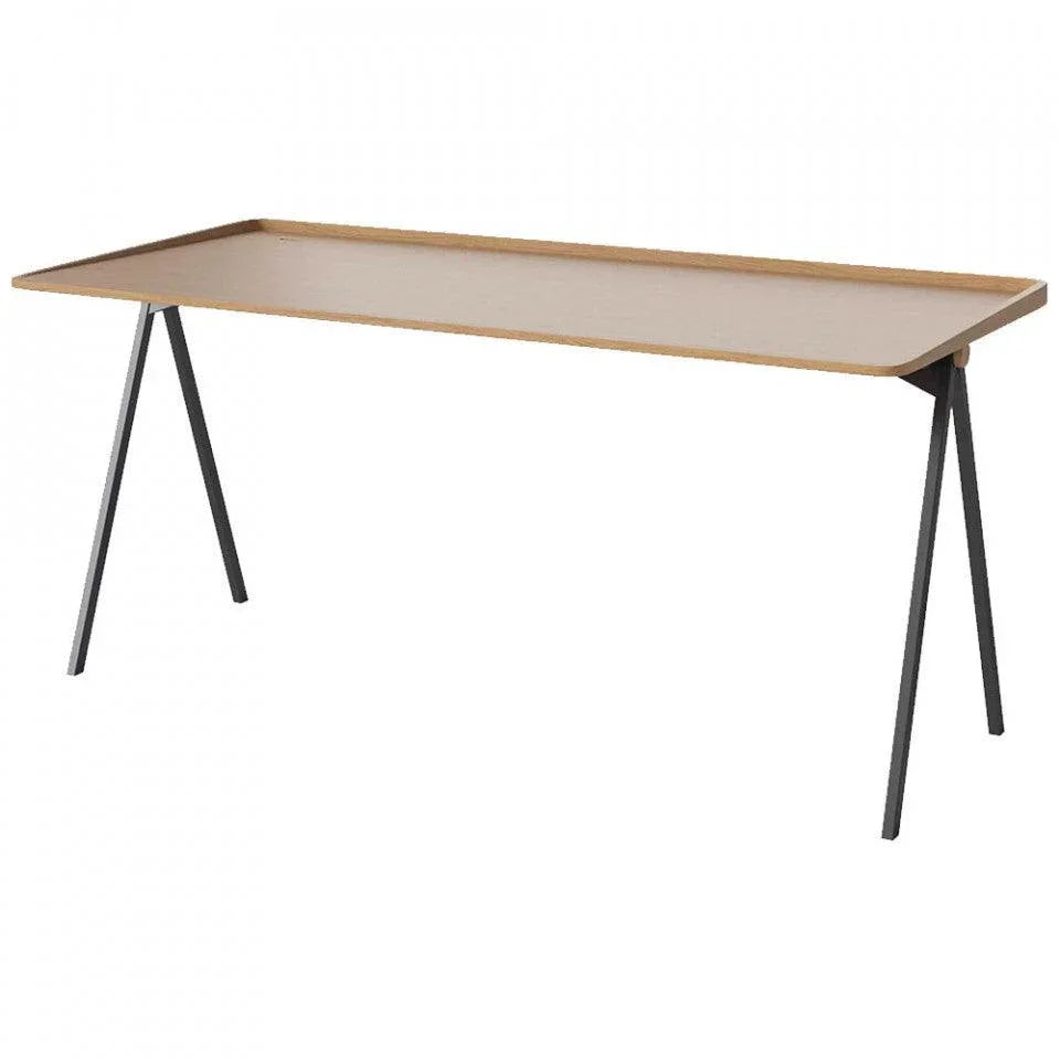 Birou maro/negru din lemn de stejar si otel 73x159 cm Acentric Bolia - PARIS14A.RO