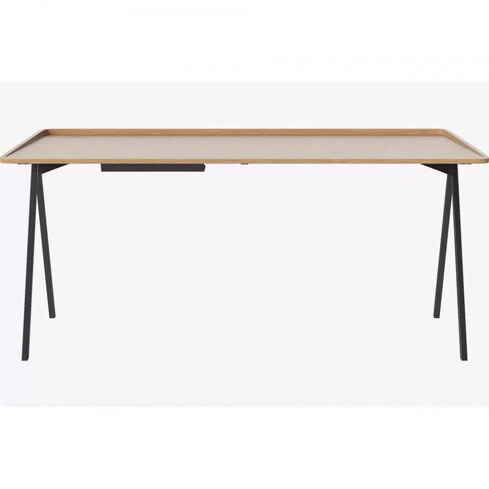 Birou maro/negru din lemn de stejar si otel 73x159 cm Acentric Bolia - PARIS14A.RO