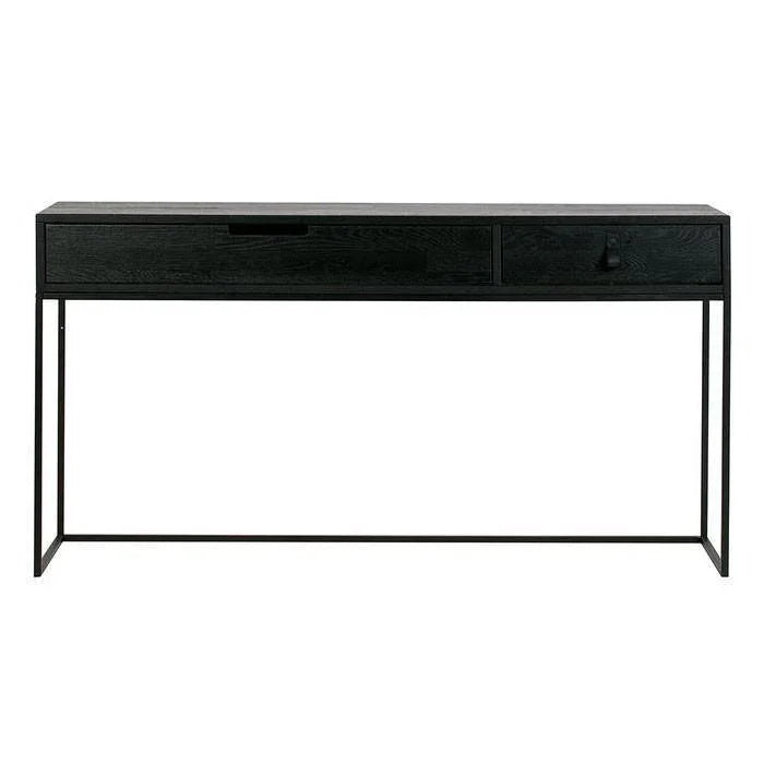 Birou negru din lemn stejar si metal 40x140 cm Silas - PARIS14A.RO