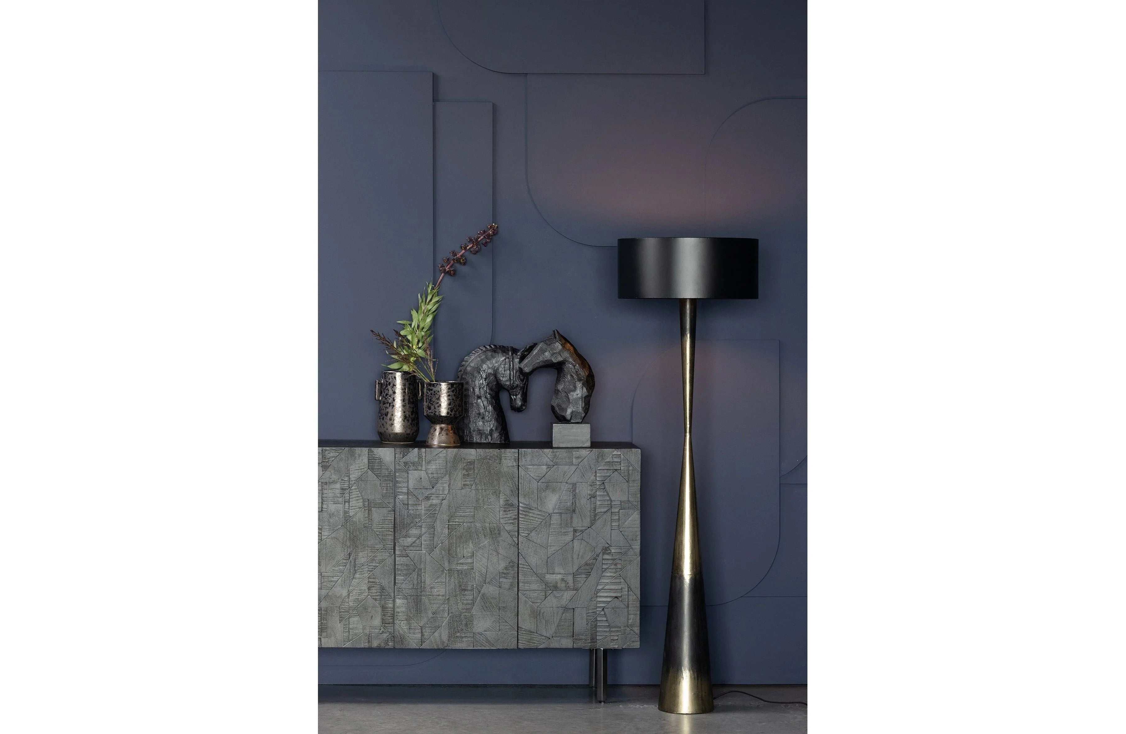 Blackout prea podea lampa metalica neagra // alama - PARIS14A.RO