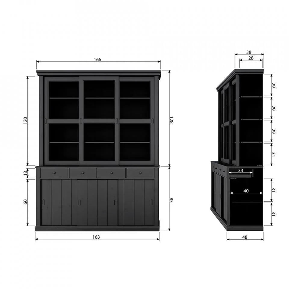 Bufet negru din lemn de pin 214 cm Lagos - PARIS14A.RO