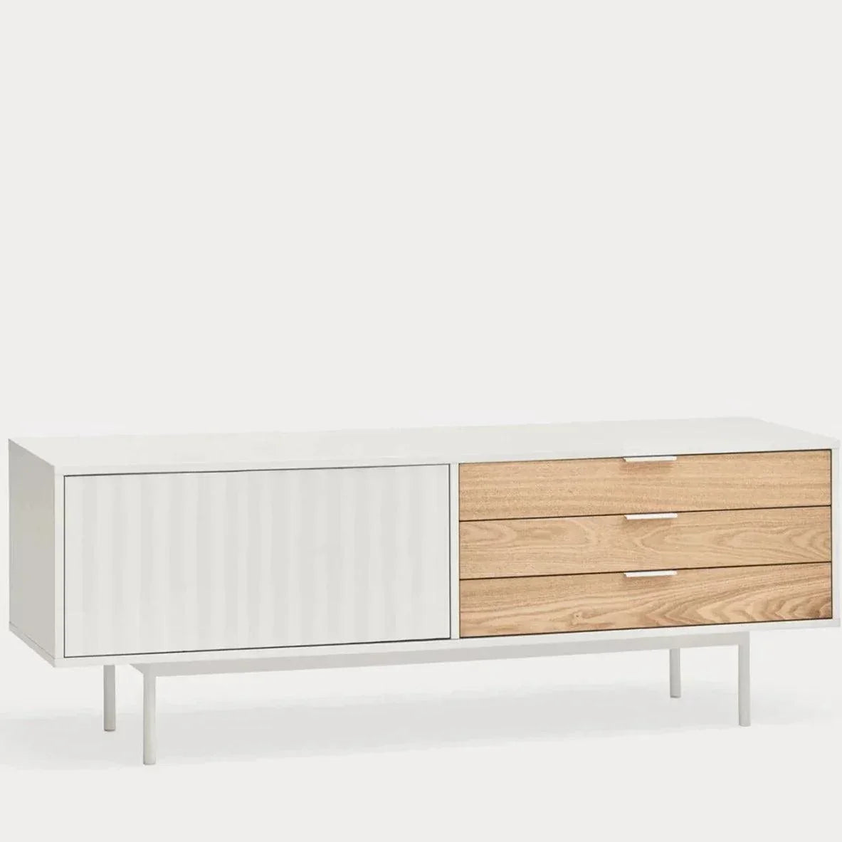 Cabinet TV Sierra 1D3DR alb/stejar - PARIS14A.RO