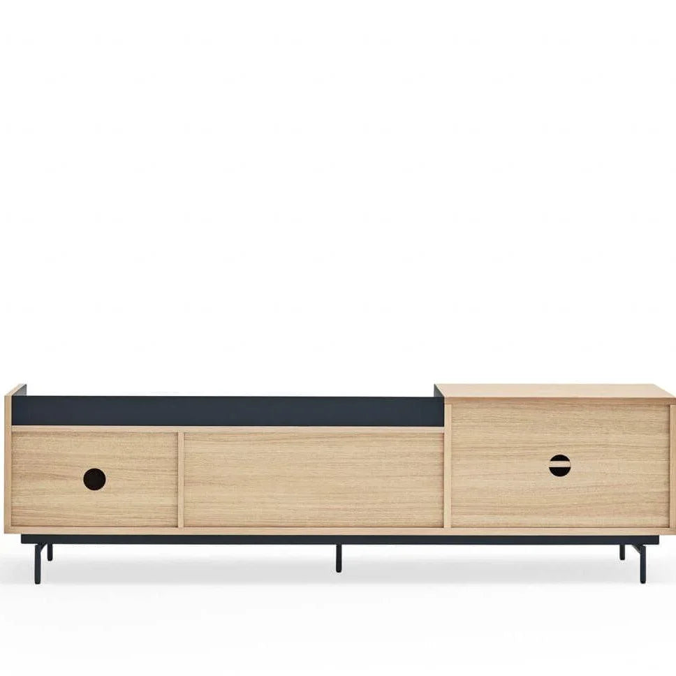 Cabinet TV Valley 3D2DR tavă/ picioare din metal din stejar - PARIS14A.RO