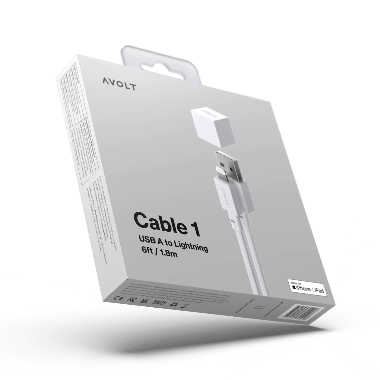 Cablu de încărcare Cable 1 USB-A to Apple lightning, Culoare Grey - Avolt - PARIS14A.RO