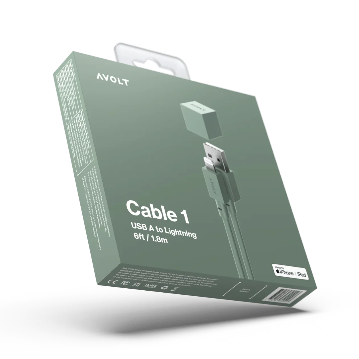 Cablu de încărcare Cable 1 USB-A to Apple lightning, Culoare Oak Green - Avolt - PARIS14A.RO