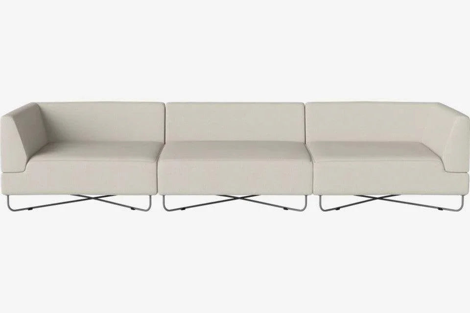 Canapea bej din textil si inox pentru 3 persoane Orlando Bolia - PARIS14A.RO