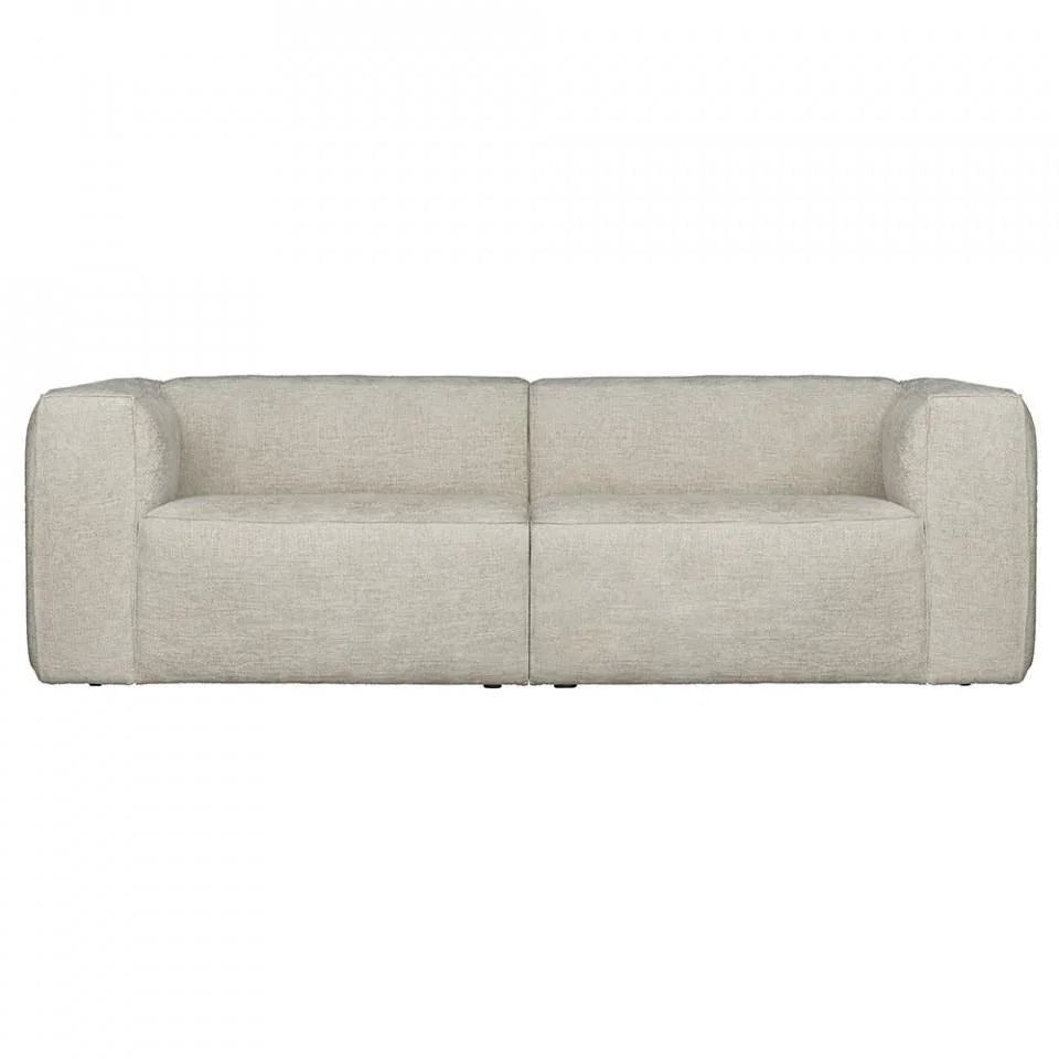 Canapea crem din poliester si lemn pentru 3,5 persoane Bean Hefty