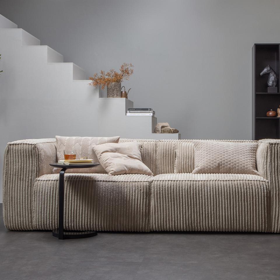 Canapea crem din poliester si lemn pentru 3,5 persoane Bean