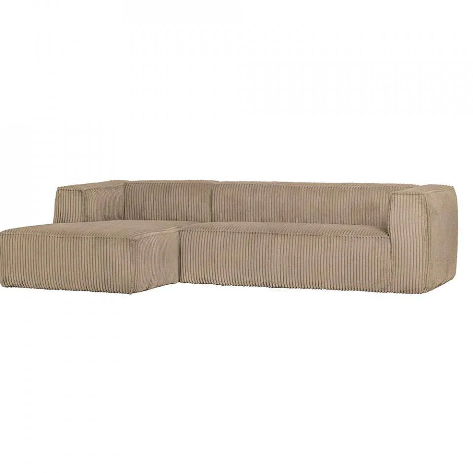 Canapea cu colt crem din poliester si lemn 305 cm Bean Hefty Left