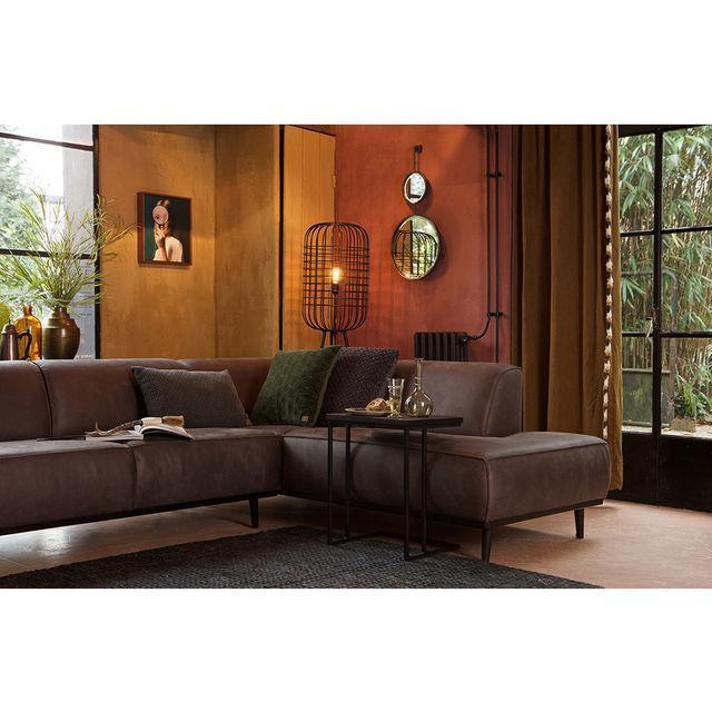 Canapea cu colt din piele gri Statement Right - PARIS14A.RO