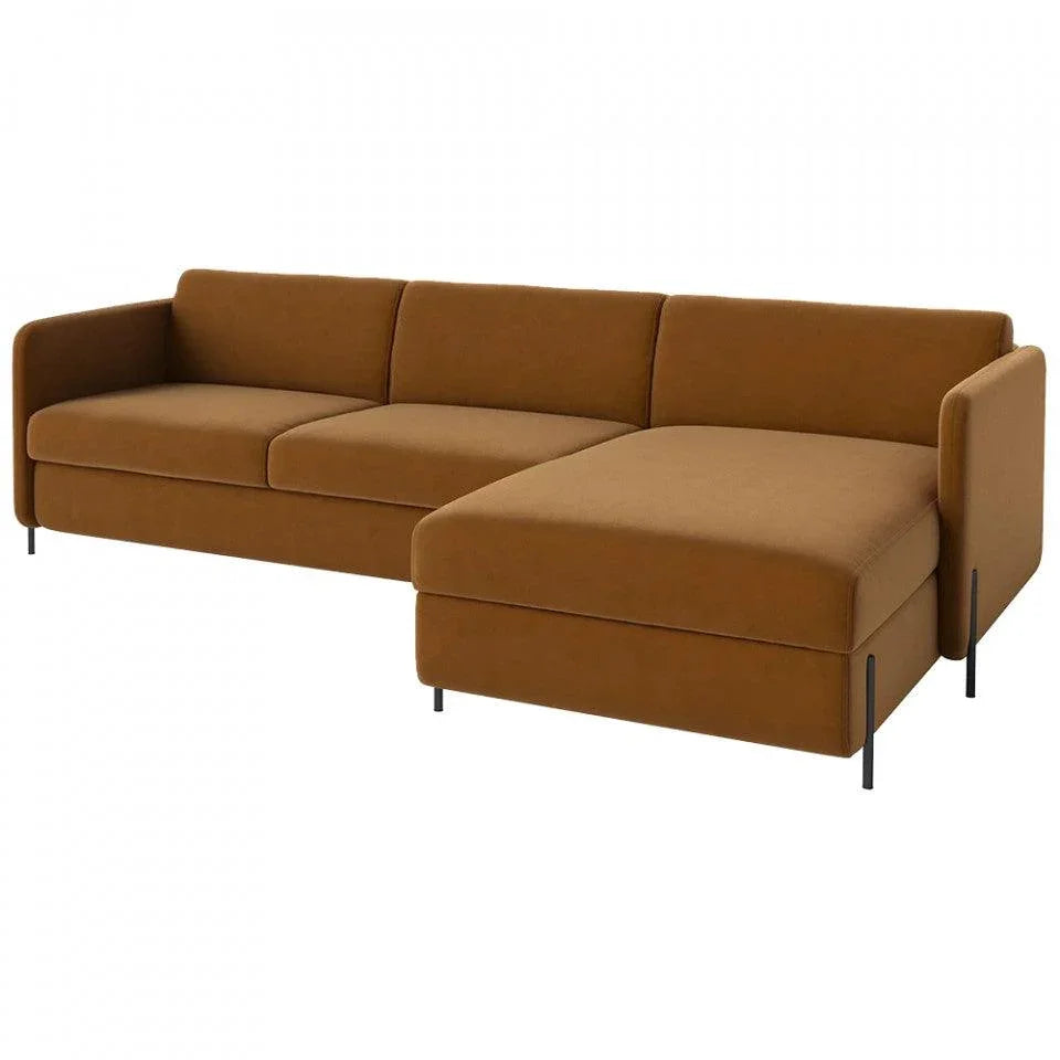 Canapea cu colt extensibila galben curry din bumbac pentru 2,5 persoane Pira Ritz Right Bolia - PARIS14A.RO