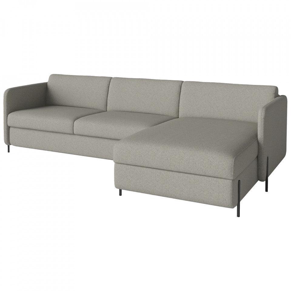 Canapea cu colt extensibila gri deschis din fibre acrilice pentru 2,5 persoane Pira Vilme Right Bolia - PARIS14A.RO