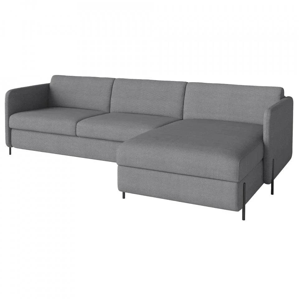 Canapea cu colt extensibila gri din catifea pentru 2,5 persoane Pira Linea Right Bolia - PARIS14A.RO