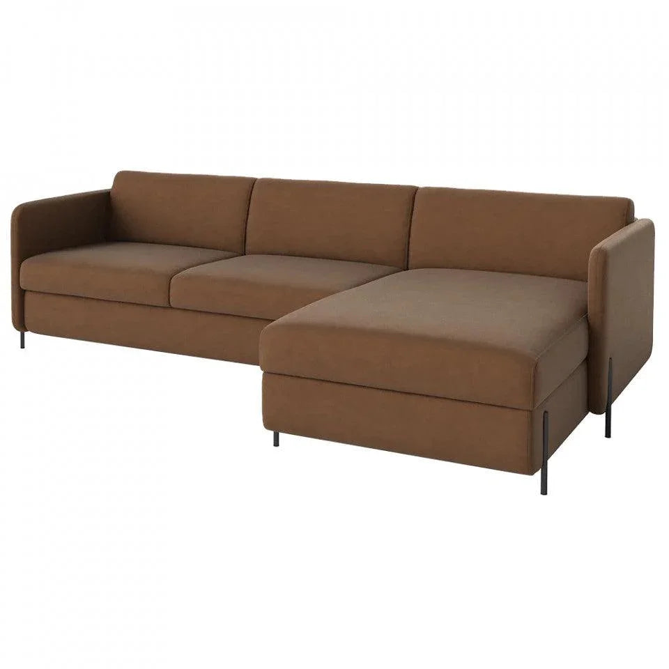 Canapea cu colt extensibila maro camel din bumbac pentru 2,5 persoane Pira Ritz Right Bolia - PARIS14A.RO