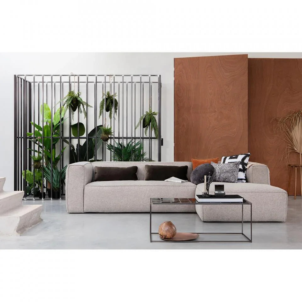 Canapea cu colt gri deschis din poliester si bumbac 305 cm Bean Right - PARIS14A.RO