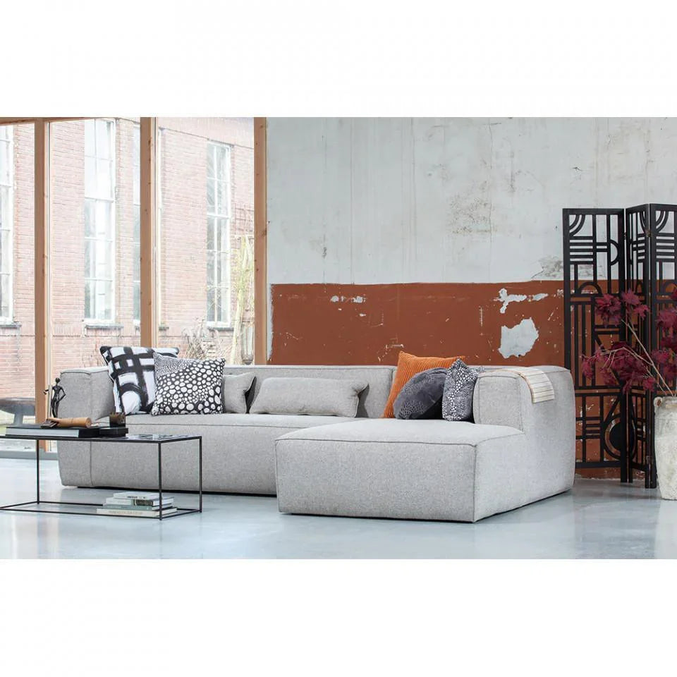 Canapea cu colt gri deschis din poliester si bumbac 305 cm Bean Right - PARIS14A.RO