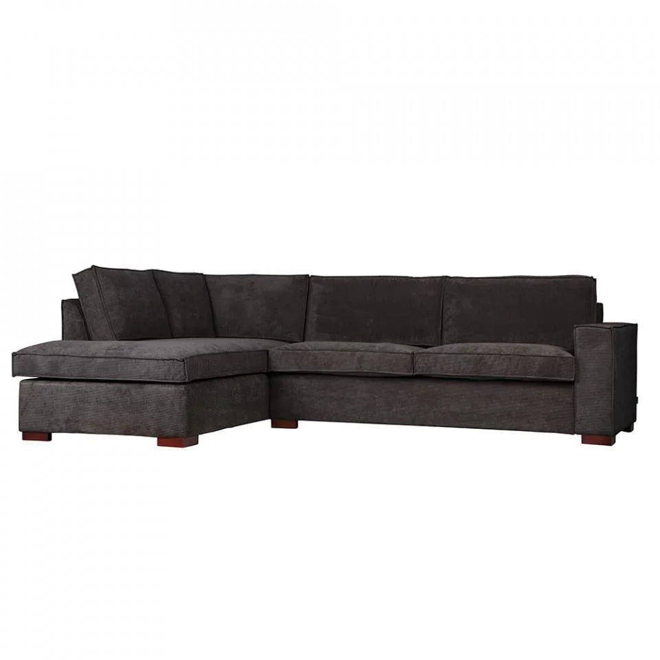 Canapea cu colt gri inchis din poliester si poliamide 283 cm Thomas Left - PARIS14A.RO