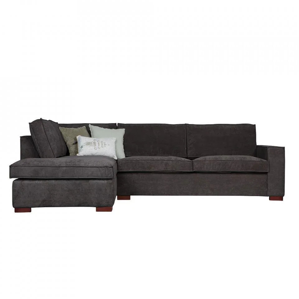 Canapea cu colt gri inchis din poliester si poliamide 283 cm Thomas Left - PARIS14A.RO