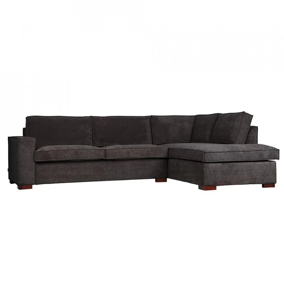 Canapea cu colt gri inchis din poliester si poliamide 283 cm Thomas Right - PARIS14A.RO