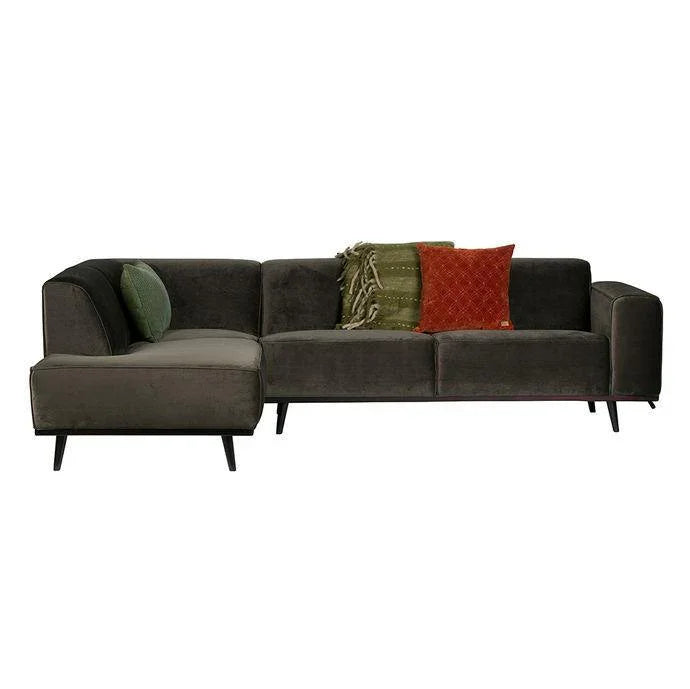 Canapea cu colt verde oliv din catifea Statement Left - PARIS14A.RO