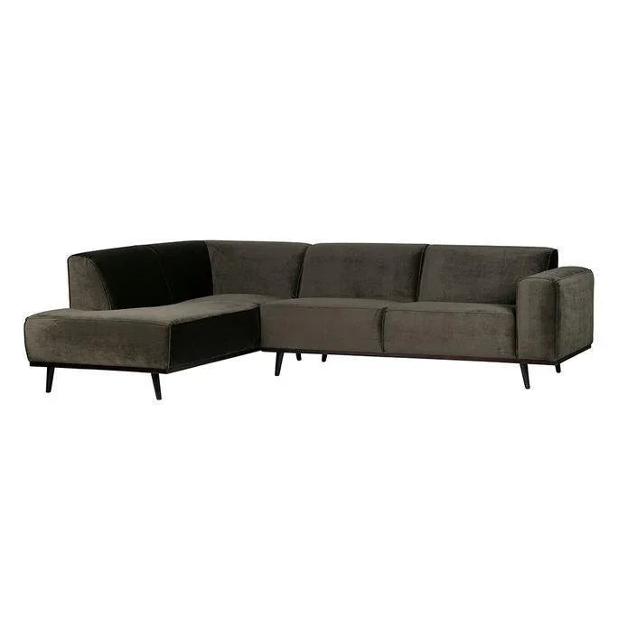 Canapea cu colt verde oliv din catifea Statement Left - PARIS14A.RO