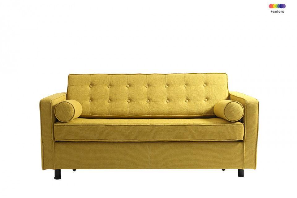 Canapea extensibila galbena din poliester si lemn pentru 2 persoane Topic Turmeric Custom Form - PARIS14A.RO