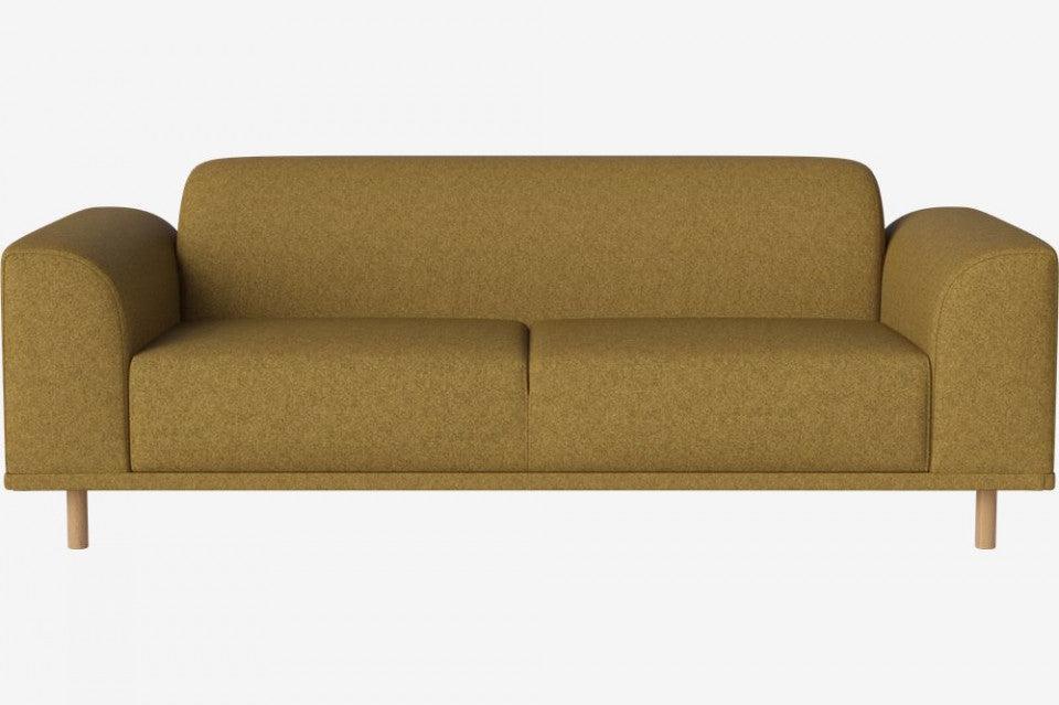 Canapea galben curry din lana si lemn pentru 2 persoane Hannah Bolia - PARIS14A.RO