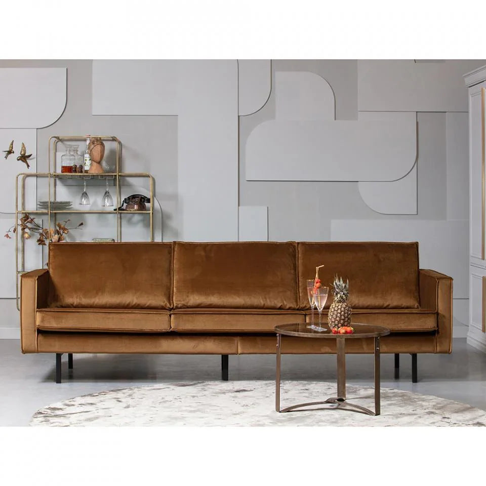 Canapea galben miere din catifea pentru 3 persoane Rodeo - PARIS14A.RO