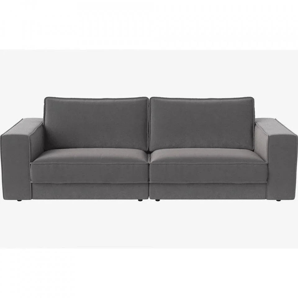 Canapea gri deschis din catifea 250 cm Noora Ritz Bolia - PARIS14A.RO