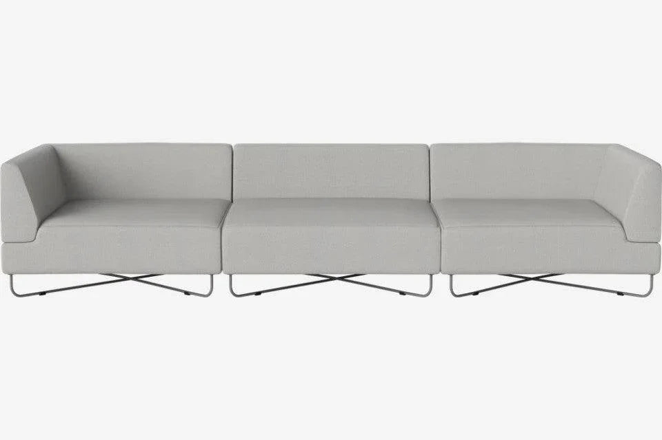 Canapea gri deschis din textil si inox pentru 3 persoane Orlando Bolia - PARIS14A.RO