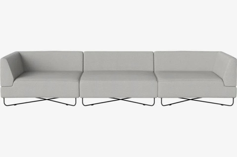 Canapea gri deschis din textil si otel pentru 3 persoane Orlando Bolia - PARIS14A.RO