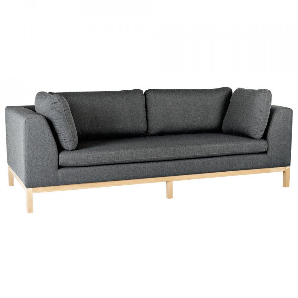 Canapea gri inchis/maro din textil si lemn pentru 3 persoane Ambient Custom Form - PARIS14A.RO