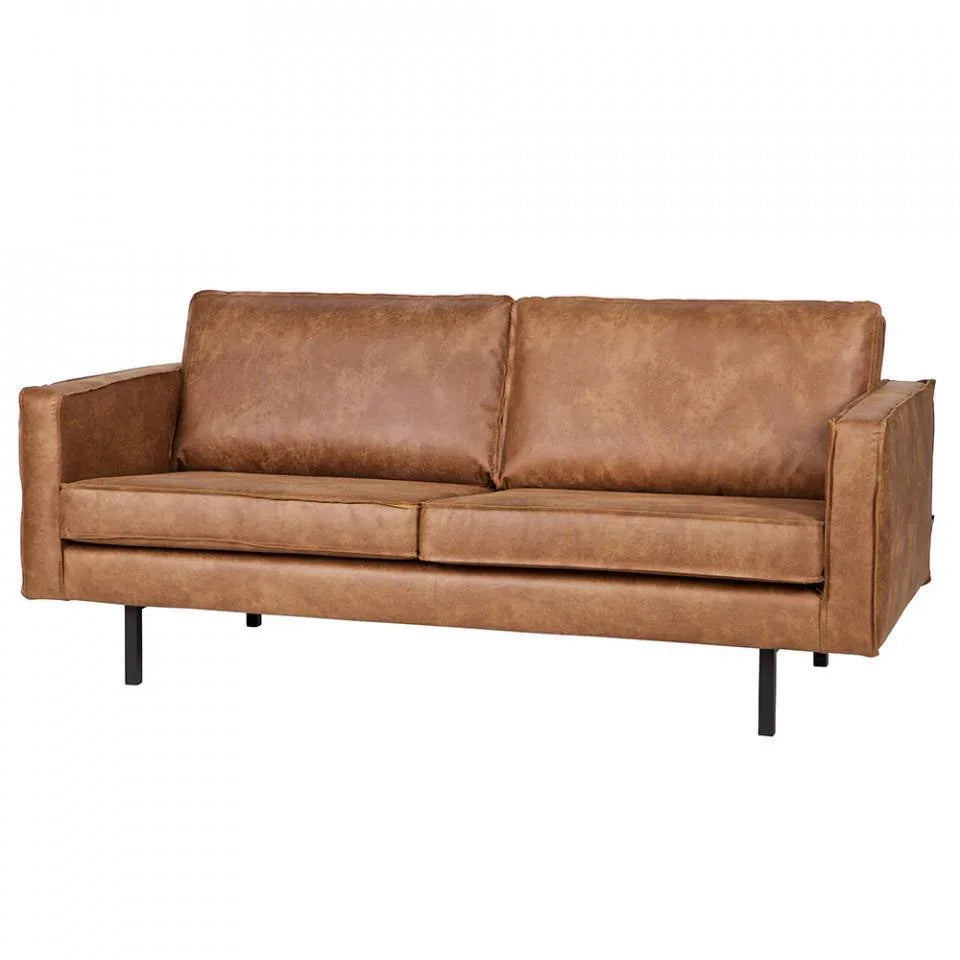 Canapea maro/neagra din piele si metal 190 cm Rodeo Cognac - PARIS14A.RO