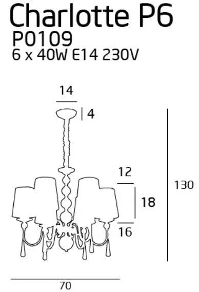 CANDELABRU CHARLOTTE 70 cm CROM MAXLIGHT P0109 - PARIS14A.RO