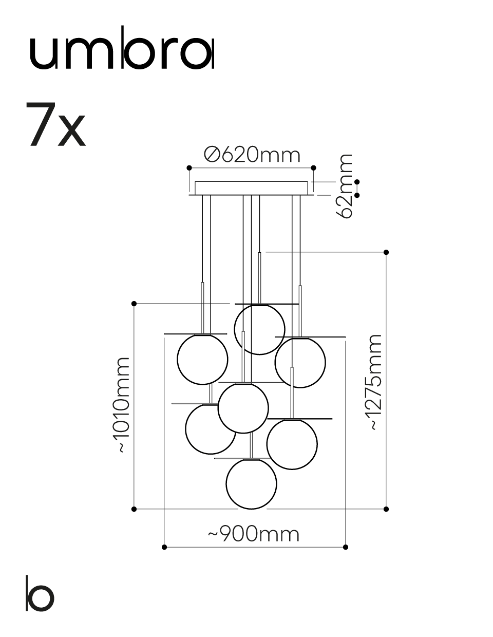 Candelabru cu 7 elemente Umbra Bomma - PARIS14A.RO
