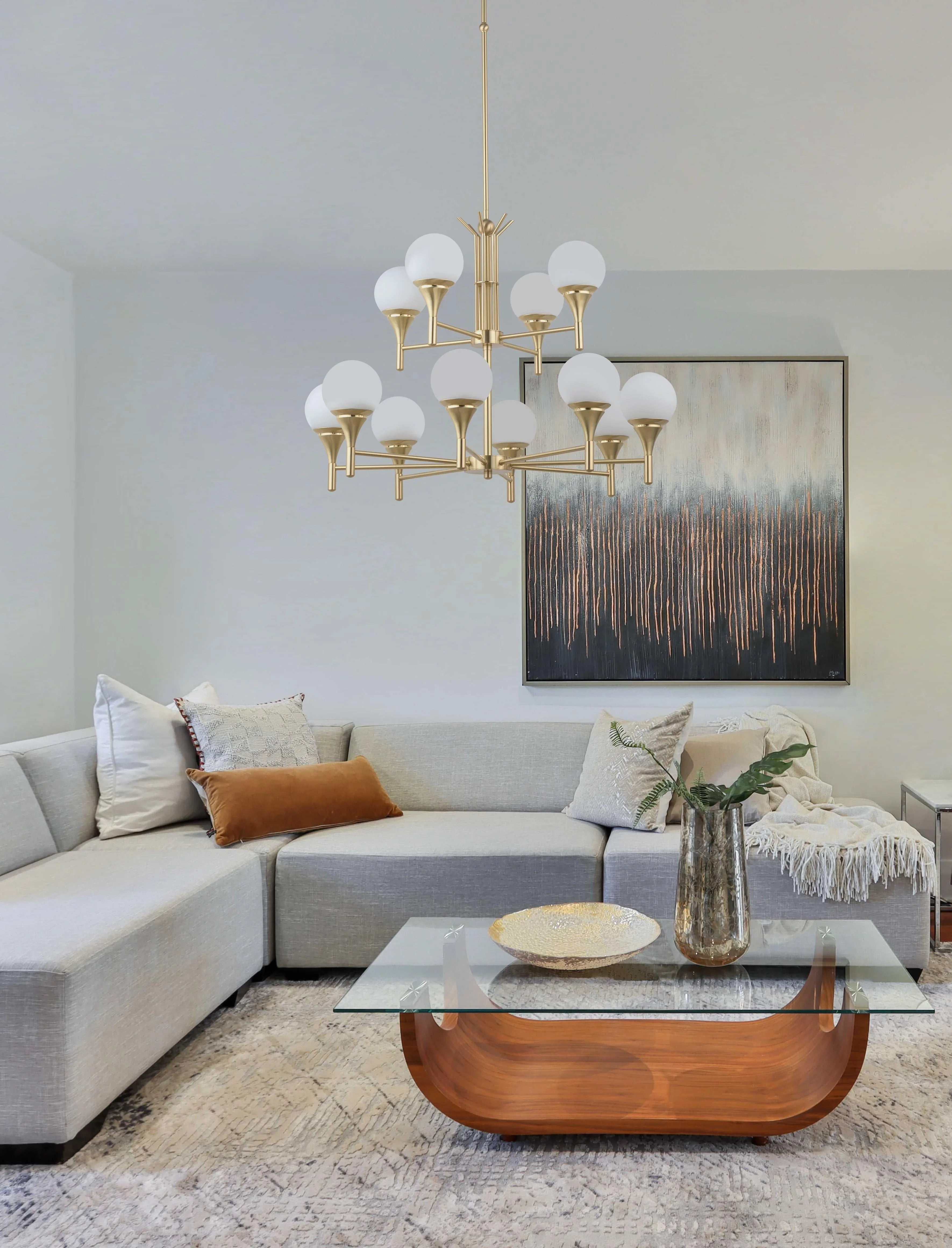 Candelabru cu abajur alb mat Meleze Kutek - PARIS14A.RO