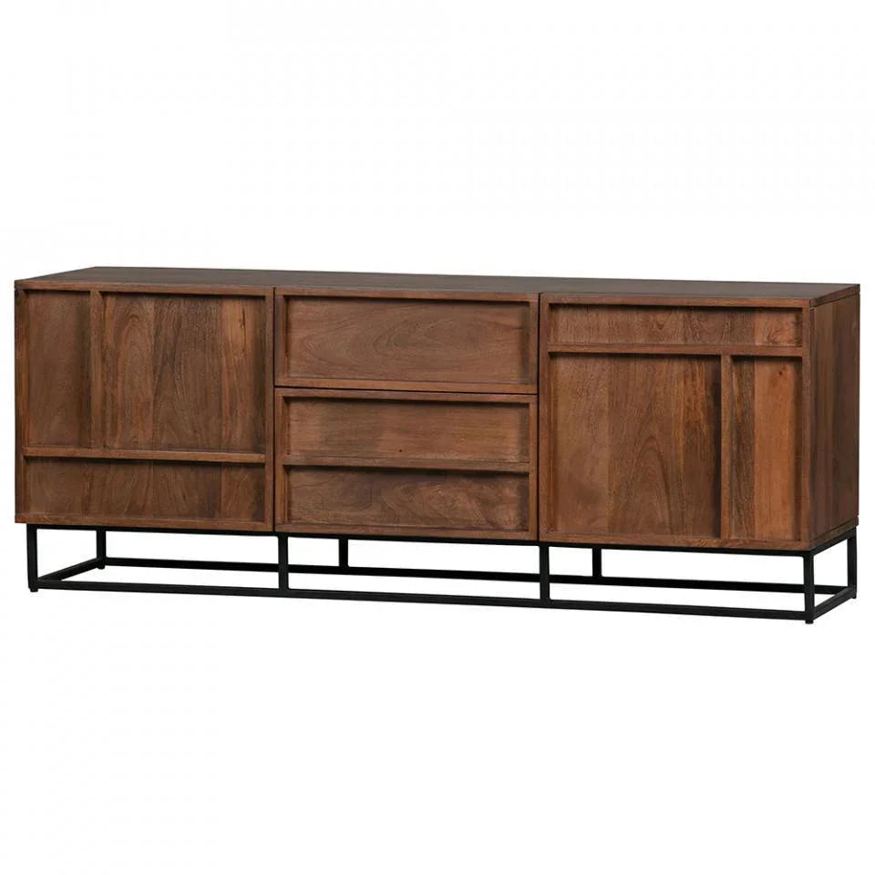 Comoda TV maro din lemn de mango si metal 140 cm Forrest - PARIS14A.RO