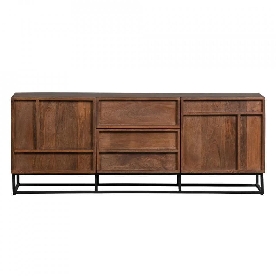 Comoda TV maro din lemn de mango si metal 140 cm Forrest - PARIS14A.RO