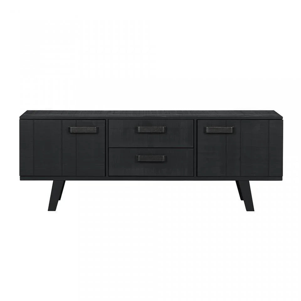 Comoda TV neagra din lemn 150 cm Watch Rough Sawn - PARIS14A.RO