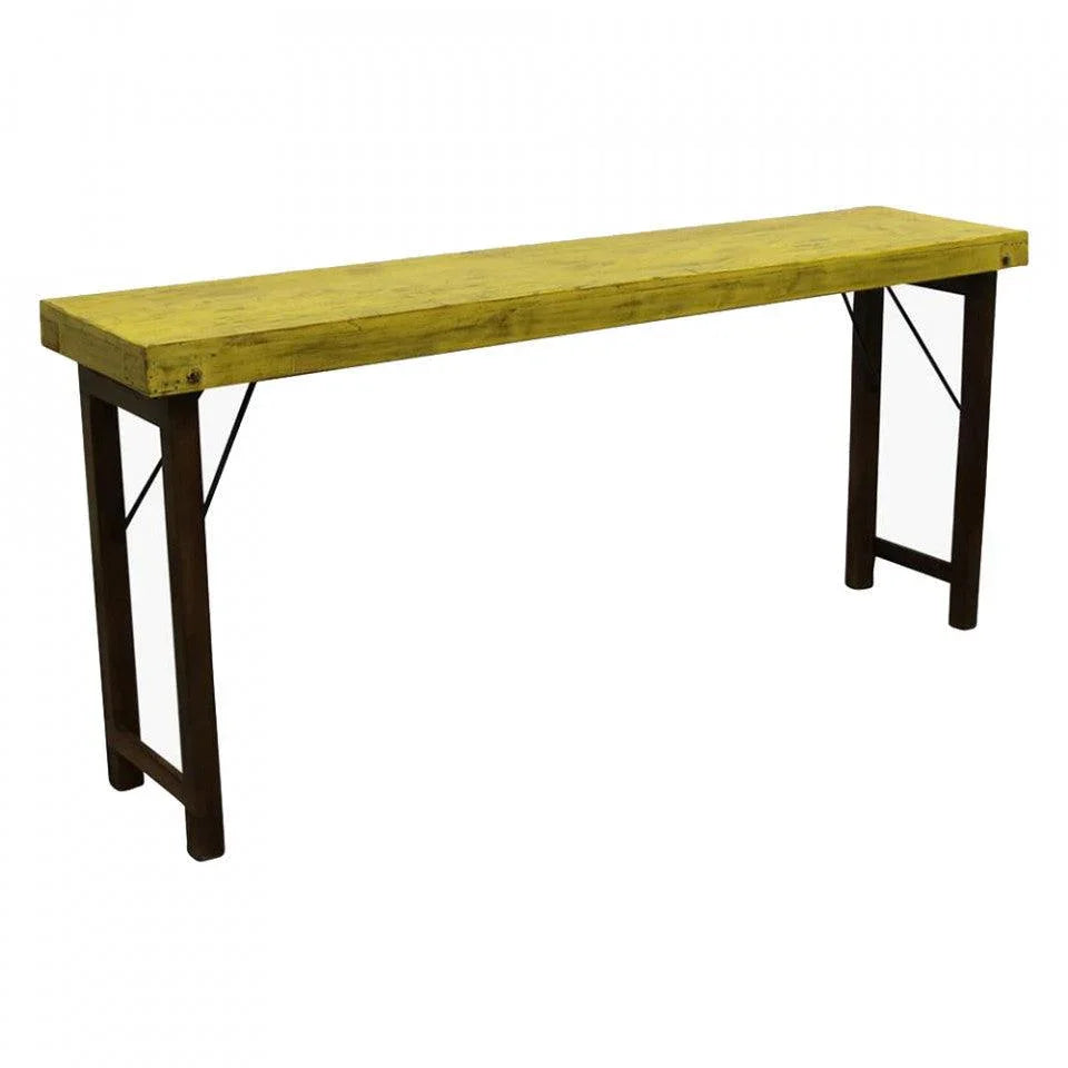 Consola galbena/neagra din lemn reciclat 170 cm Bokaro Raw Materials - PARIS14A.RO
