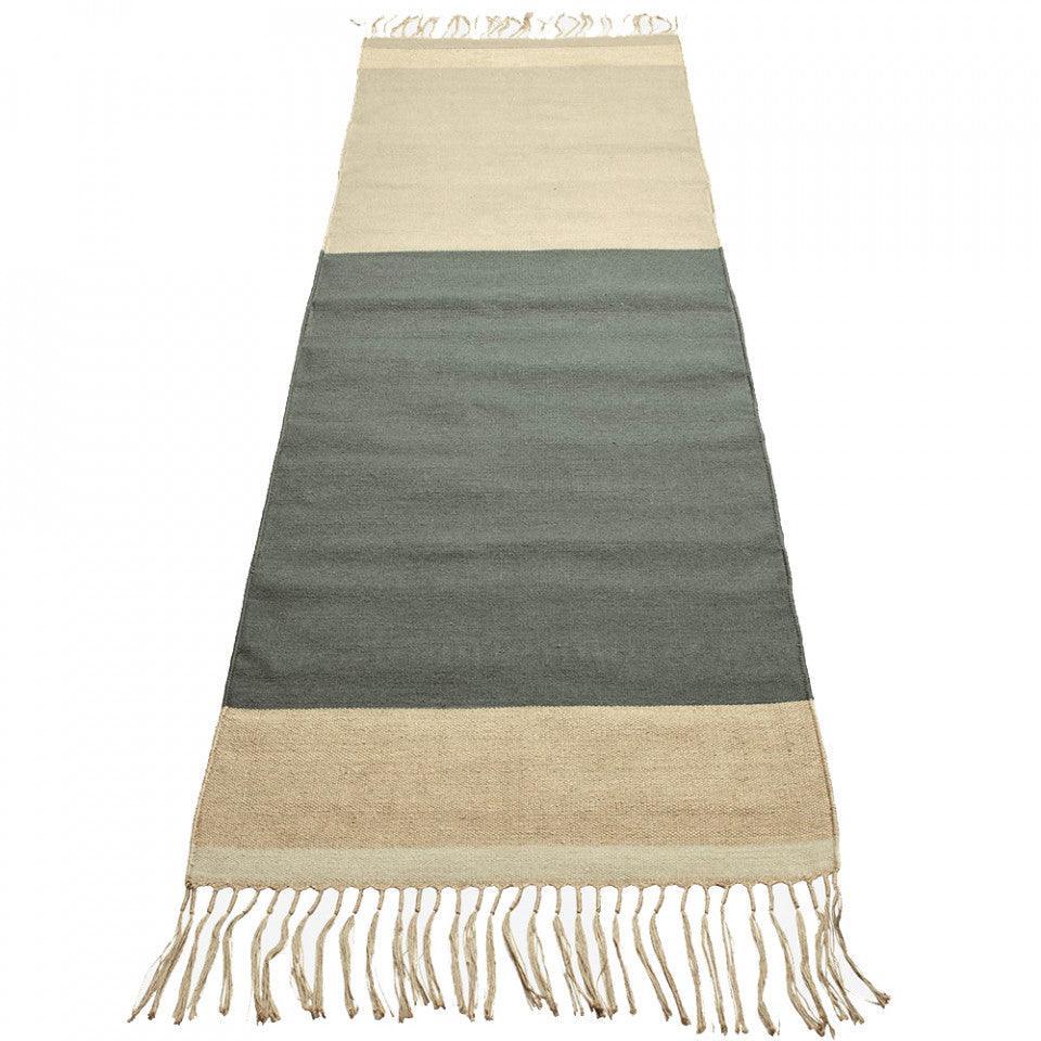 Covor verde/crem din lana si in 80x250 cm Leyton Bolia - PARIS14A.RO