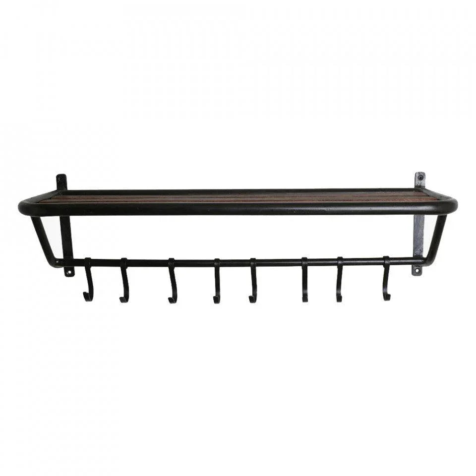 Cuier cu raft maro/negru din fier si lemn Crolle Raw Materials - PARIS14A.RO