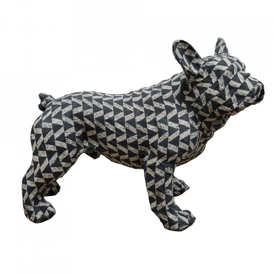 Decoratiune alba/neagra din papier mache 34 cm Bulldog Versmissen - PARIS14A.RO