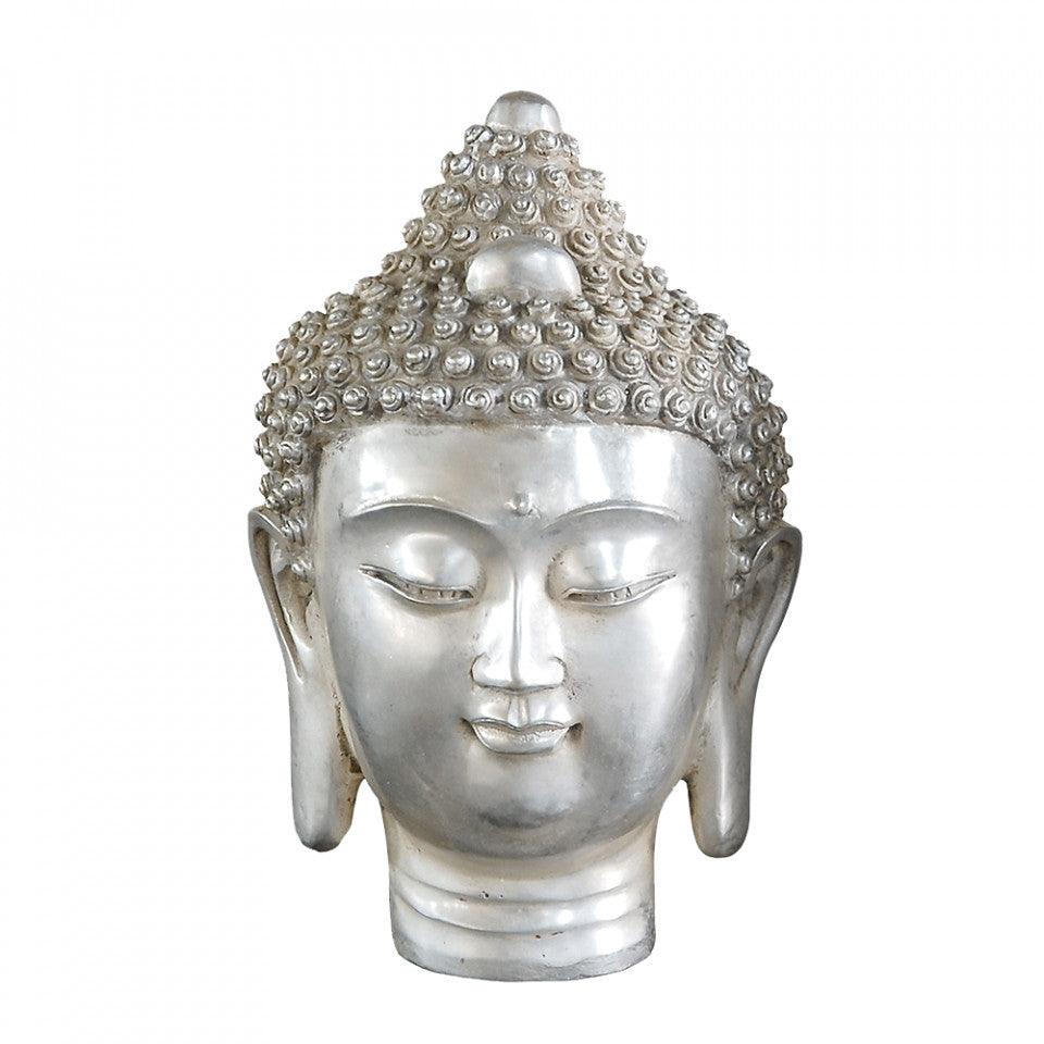 Decoratiune argintie din alama 21 cm Buddha Head Versmissen - PARIS14A.RO