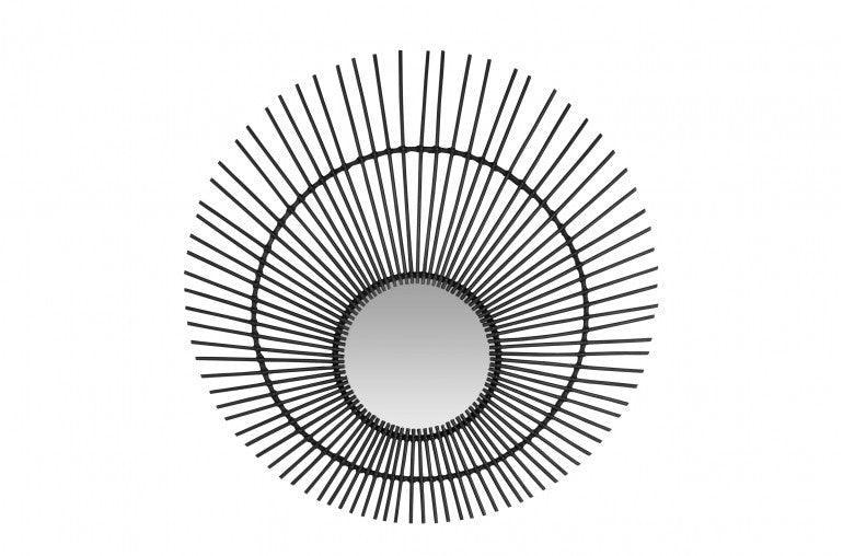 Decoratiune cu oglinda neagra din ratan pentru perete 120 cm Sun Versmissen - PARIS14A.RO