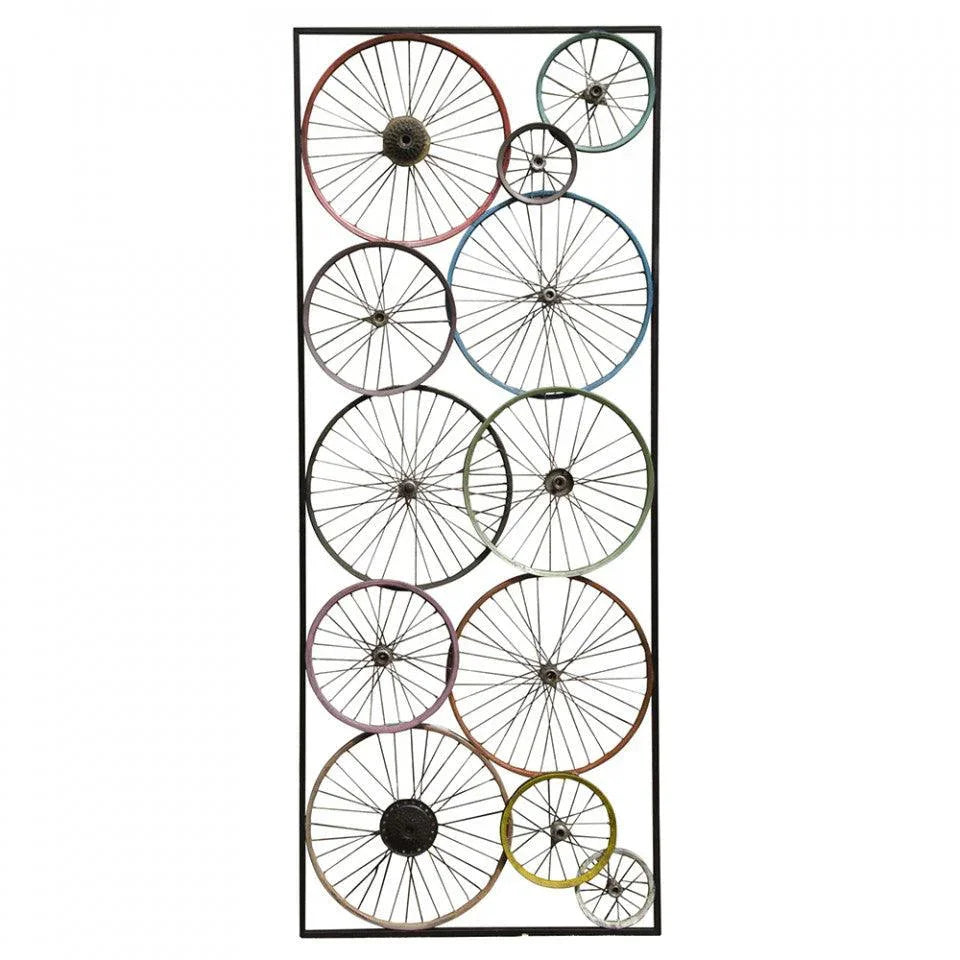 Decoratiune de perete mutlicolora din fier 100x250 cm Bicycle Rim Versmissen - PARIS14A.RO