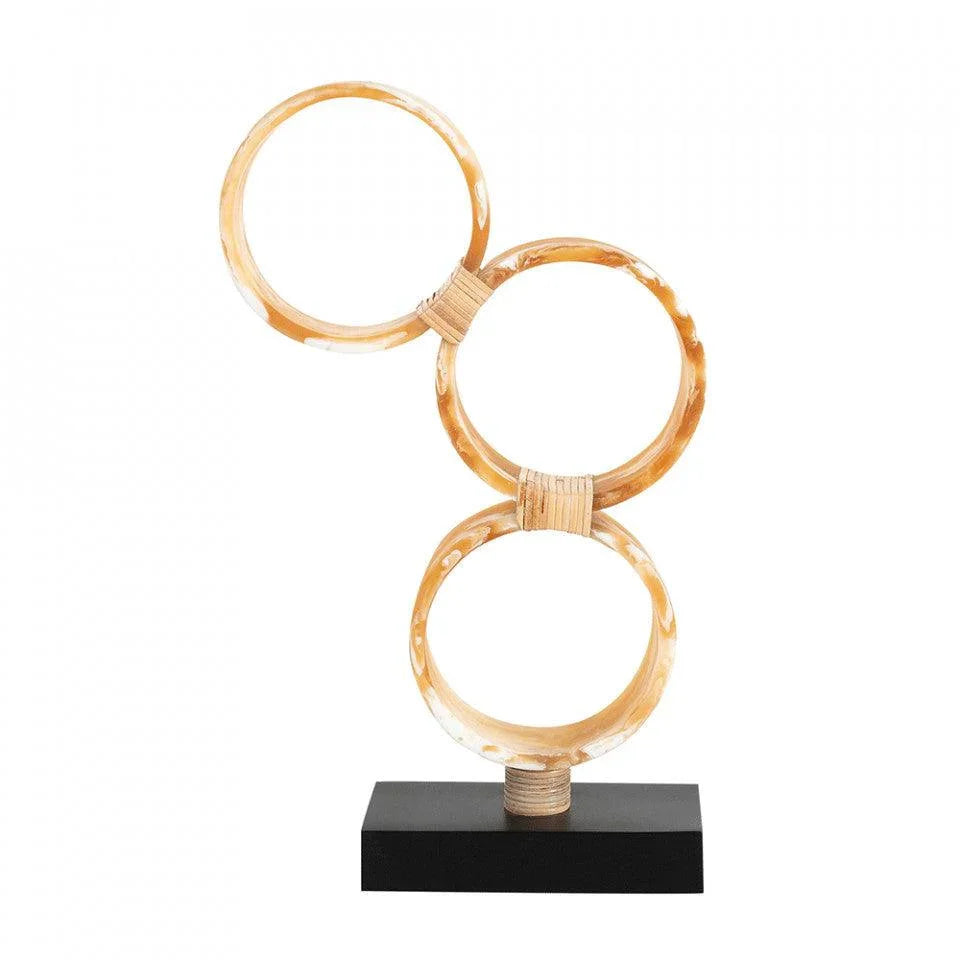 Decoratiune galbena/neagra din rasina si MDF 35 cm MCM Rings Versmissen - PARIS14A.RO